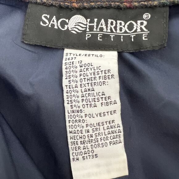 Vtg Sag Harbor Petite Pleated Wool Dress Pants Trouser Women 12 Brown Glen Plaid - Picture 8 of 13